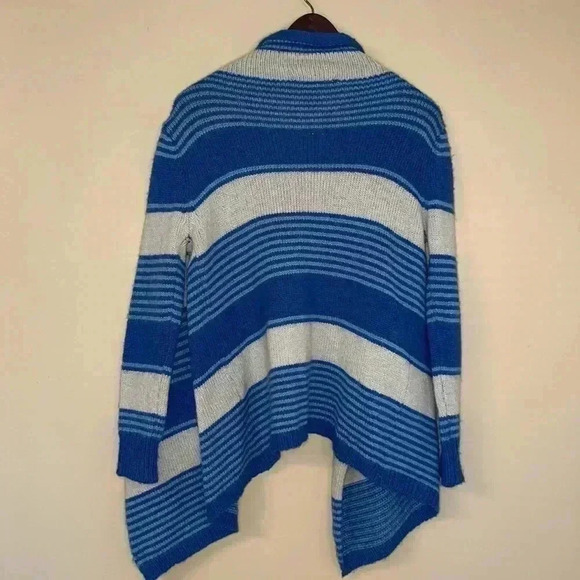 Love Sticth blue & cream stripped sweater jacket with pockets Size Large - Picture 2 of 10